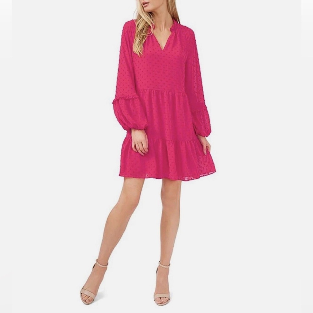 Holiday Dress!! CeCe Pink Long Sleeve V-Neck Sundress